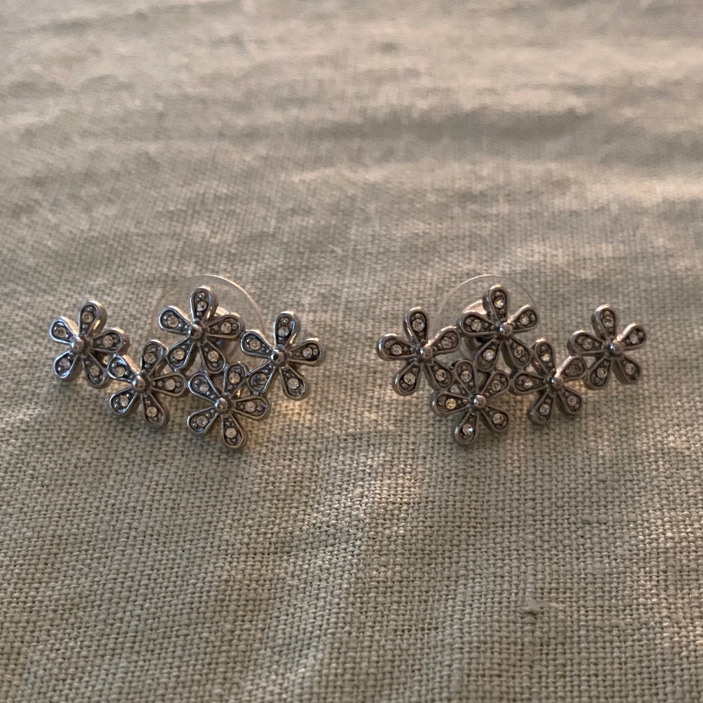 Silver Floral Cluster Earrings